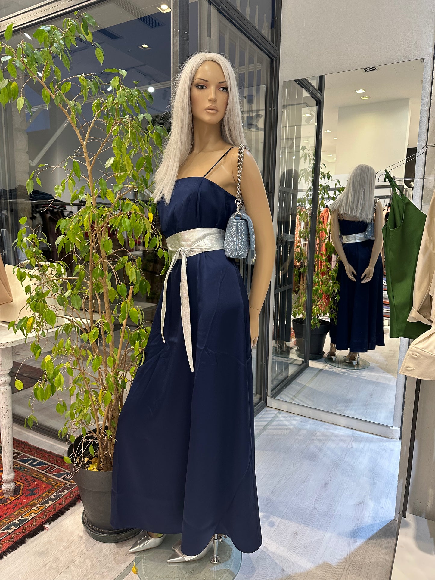 Abito in raso blu Emme Marella