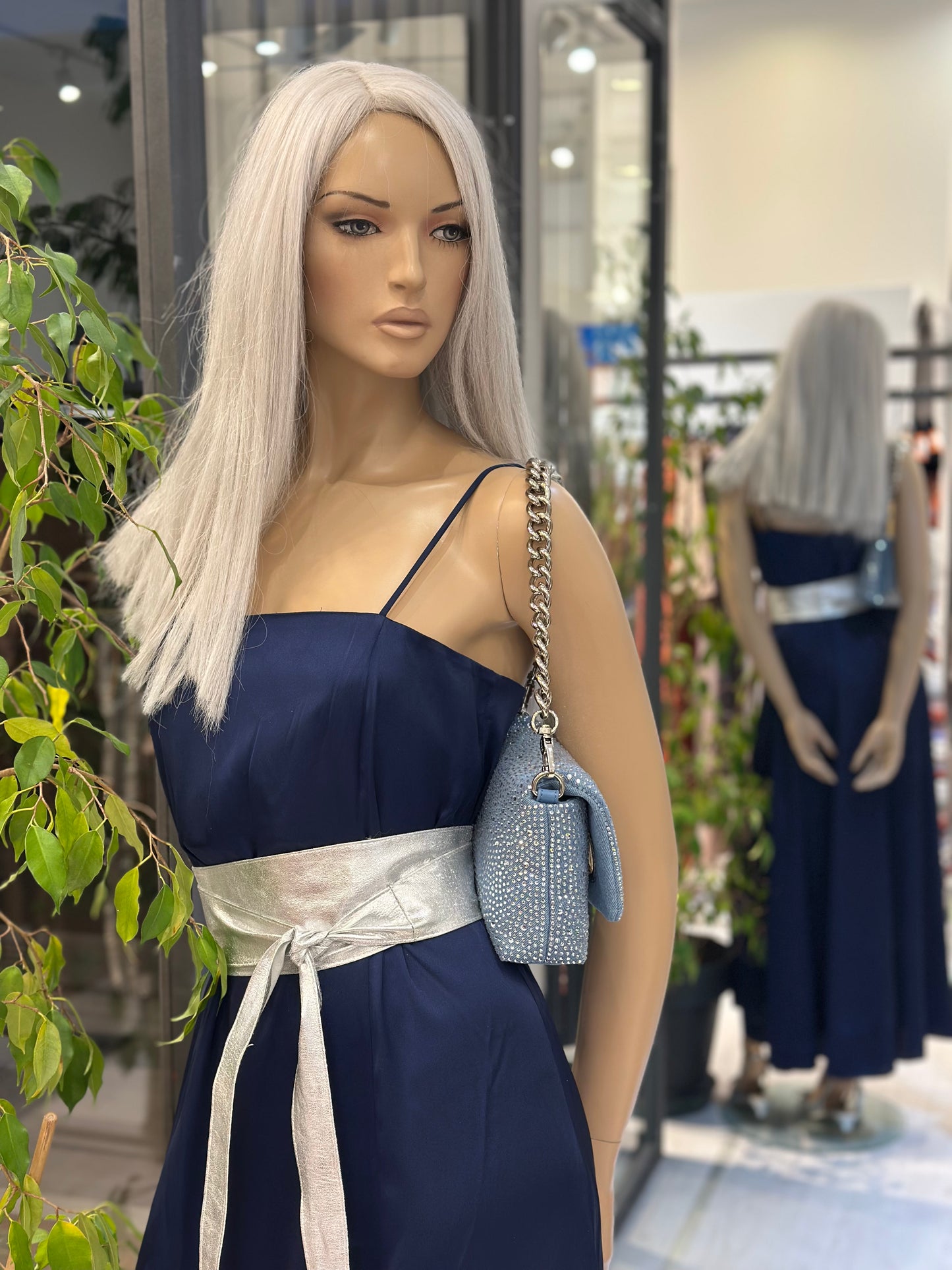 Abito in raso blu Emme Marella