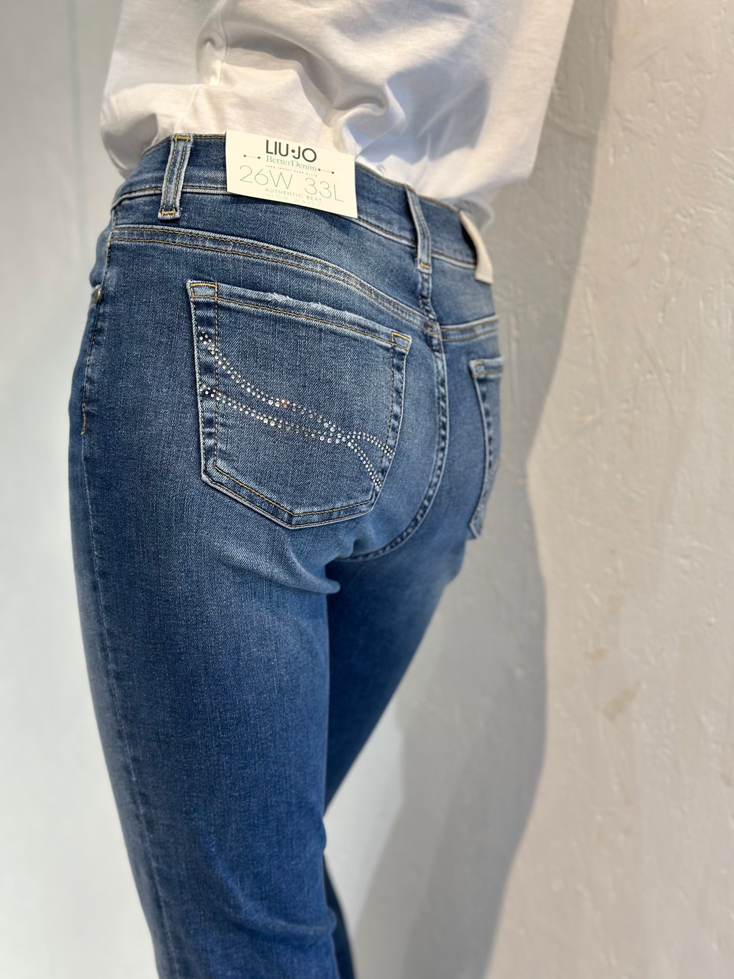 Jeans a zampa Liu.Jo con strass sulla tasca
