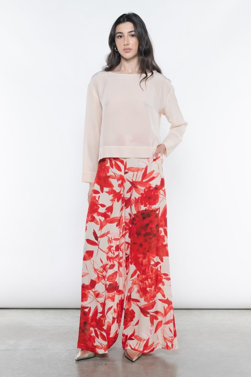 Pantaloni a palazzo in georgette Kaos