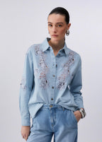 Camicia in denim con pizzo LIU JO
