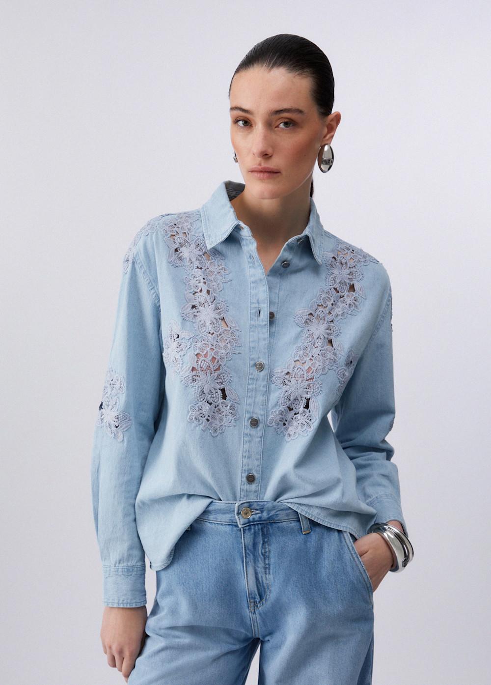 Camicia in denim con pizzo LIU JO