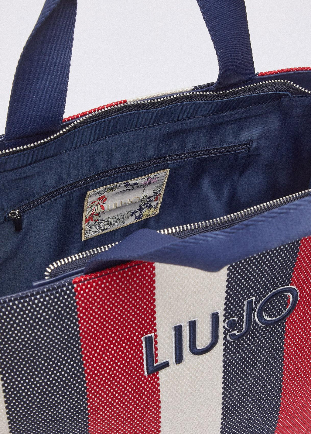 Borsa tote a righe in canvas LIU JO