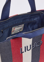 Borsa tote a righe in canvas LIU JO