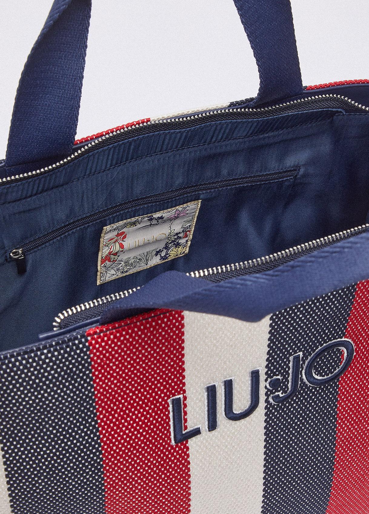 Borsa tote a righe in canvas LIU JO