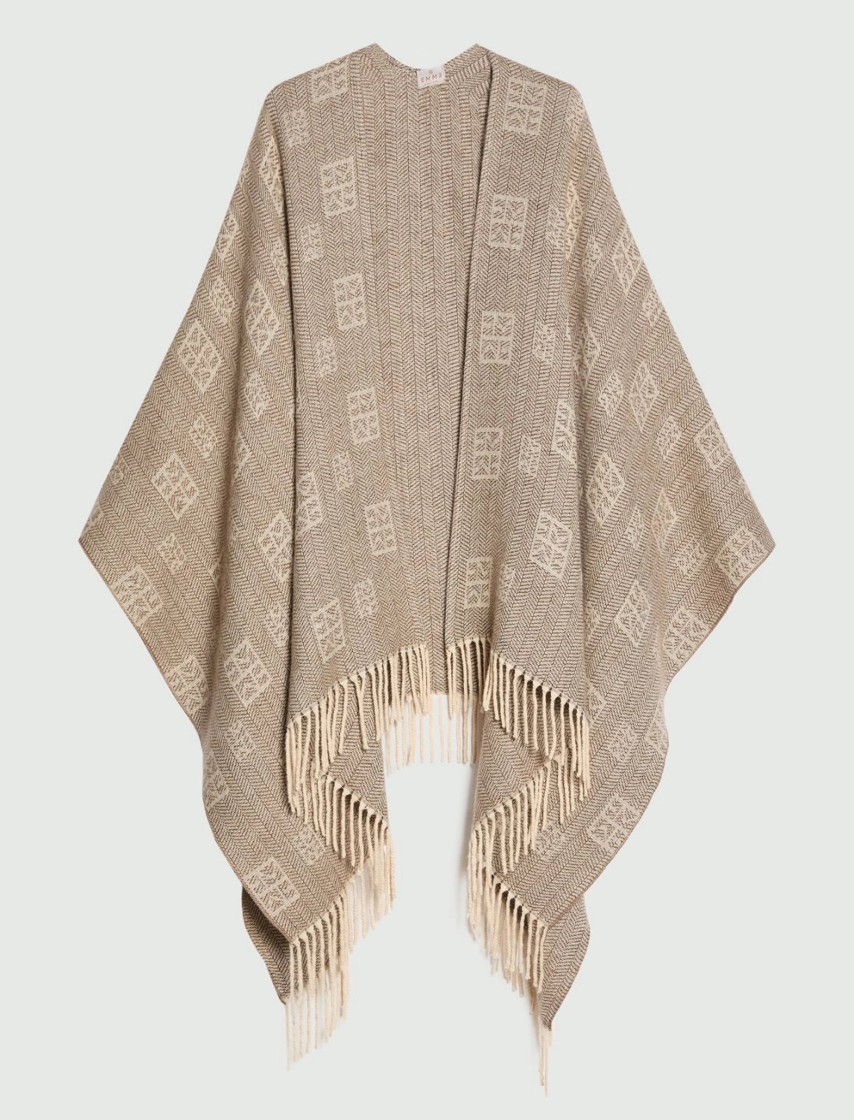 Poncho jacquard con frange EMME
