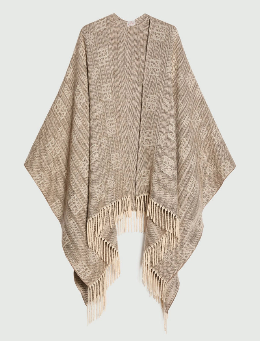 Poncho jacquard con frange EMME