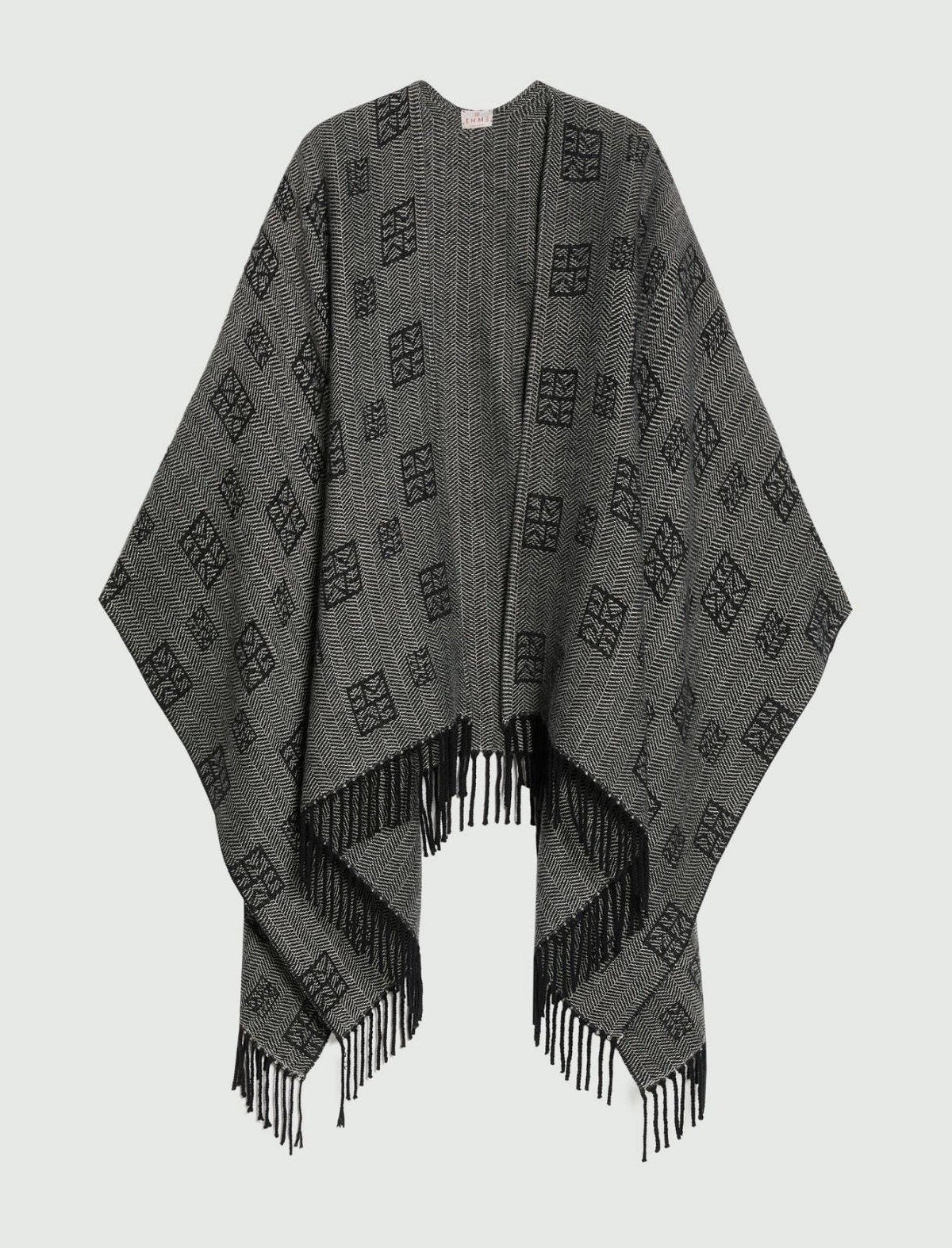 Poncho jacquard con frange EMME