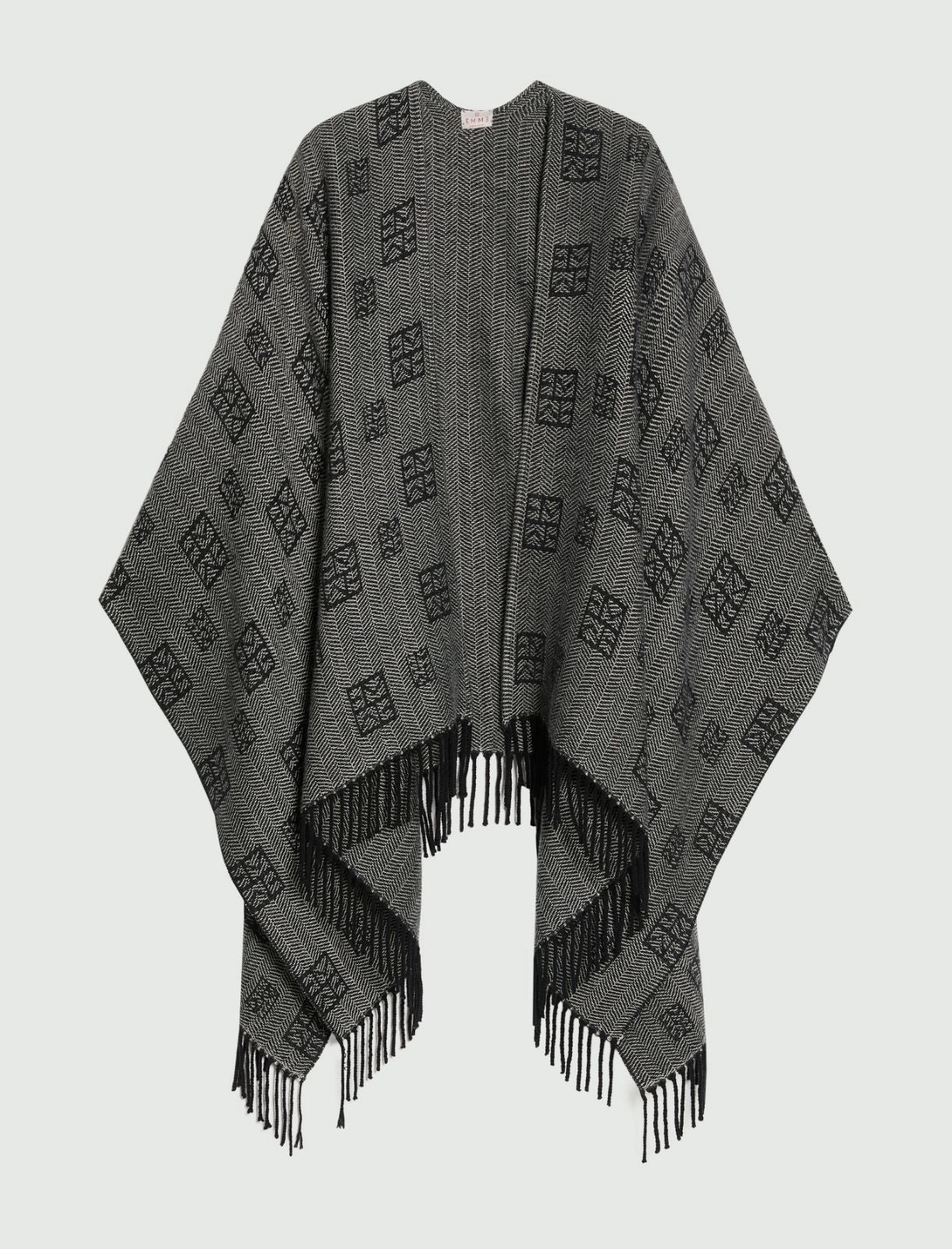 Poncho jacquard con frange EMME