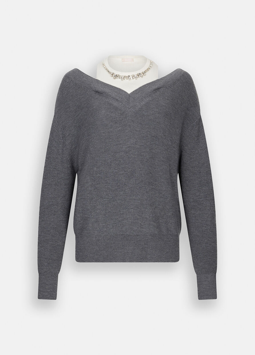 Maglione con ricamo gioiello Liu.Jo