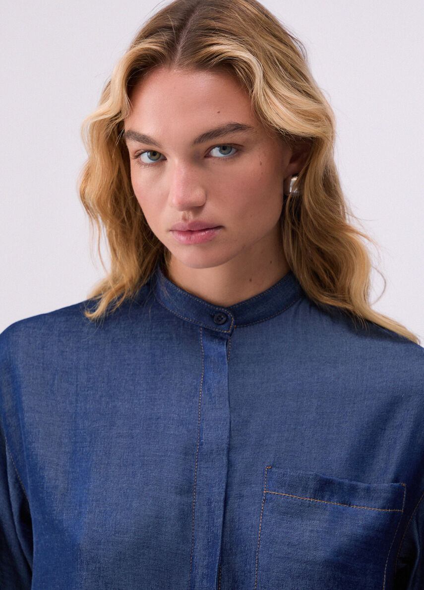 Camicia in chambray con colletto gioiello LIU JO