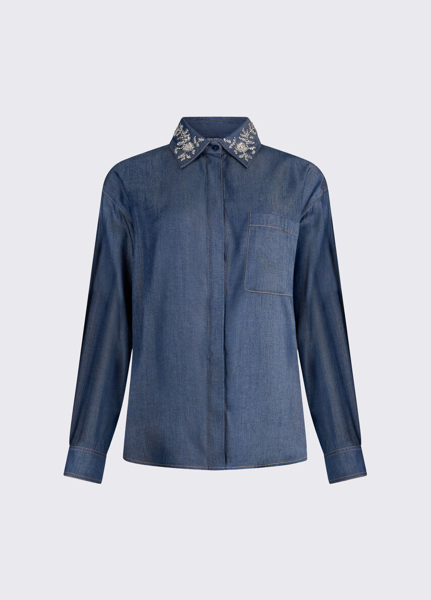 Camicia in chambray con colletto gioiello LIU JO