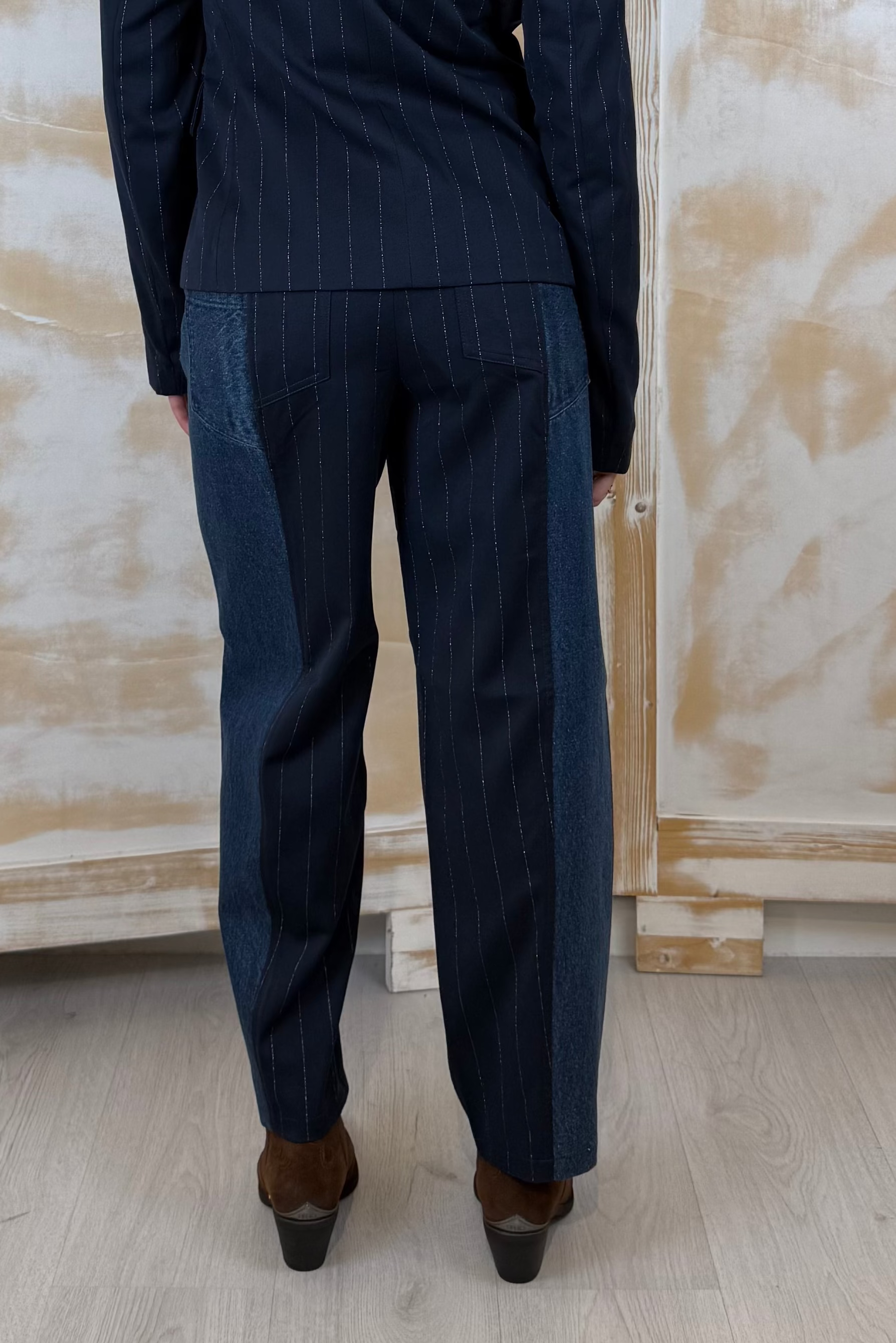 Pantalone balloon gessato bi-materiale LIU JO