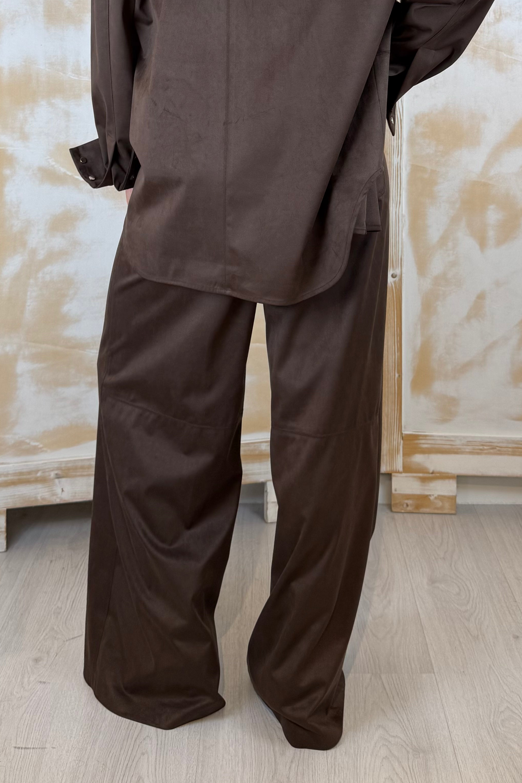 Pantalone largo in ecocamoscio MANILA GRACE