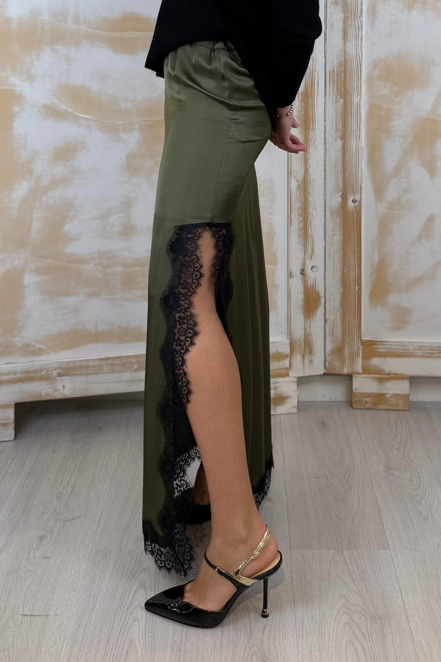 Gonna lunga in satin con pizzo MANILA GRACE