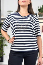T-shirt in jersey di cotone a righe LIU JO