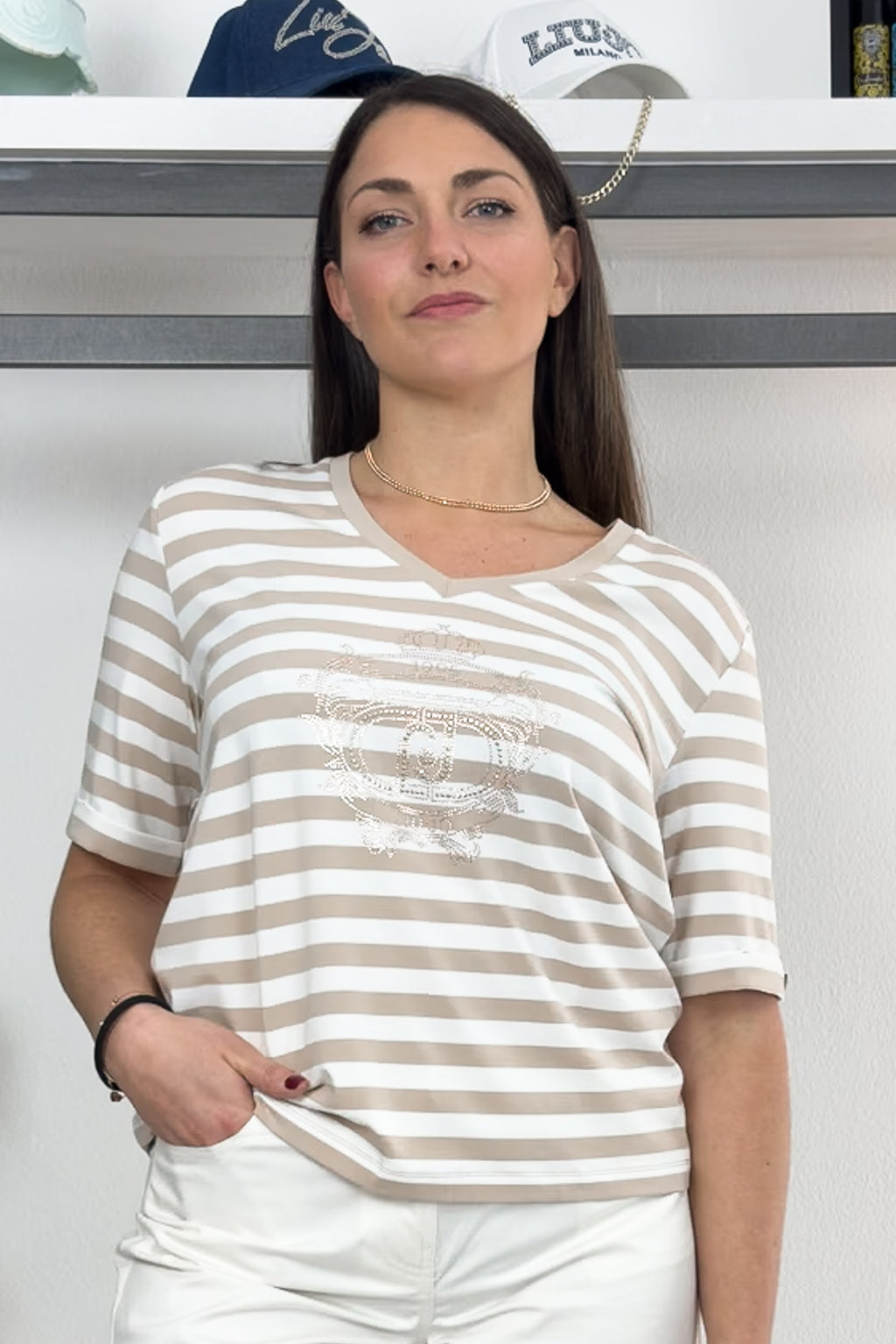 T-shirt in jersey di cotone a righe LIU JO