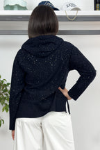 Maglia con cappuccio con micro paillettes EMME