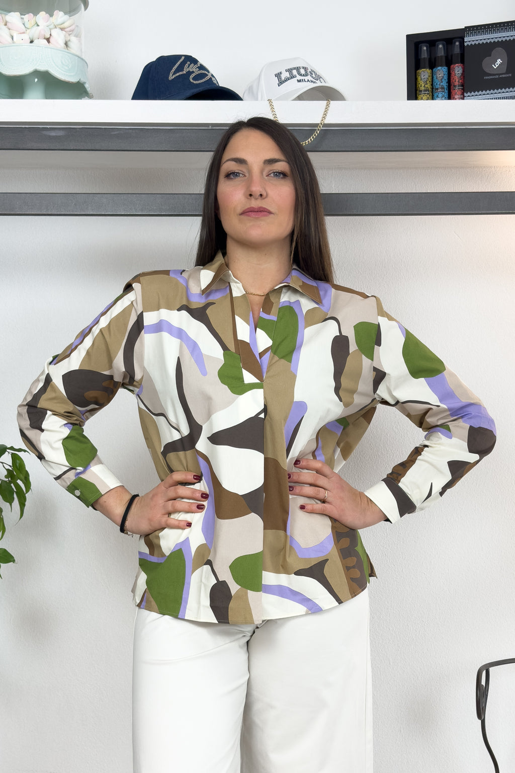 Blusa in popeline di cotone stampato EMME