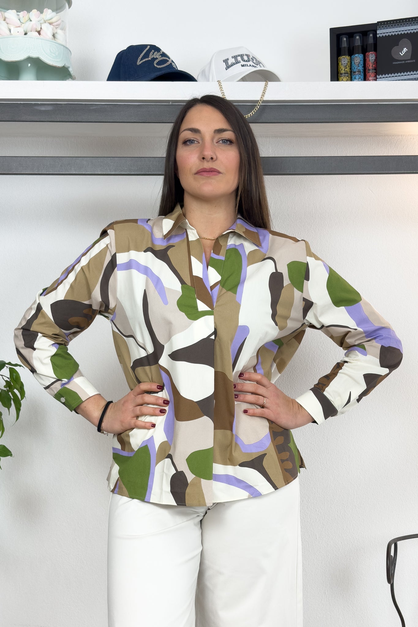 Blusa in popeline di cotone stampato EMME