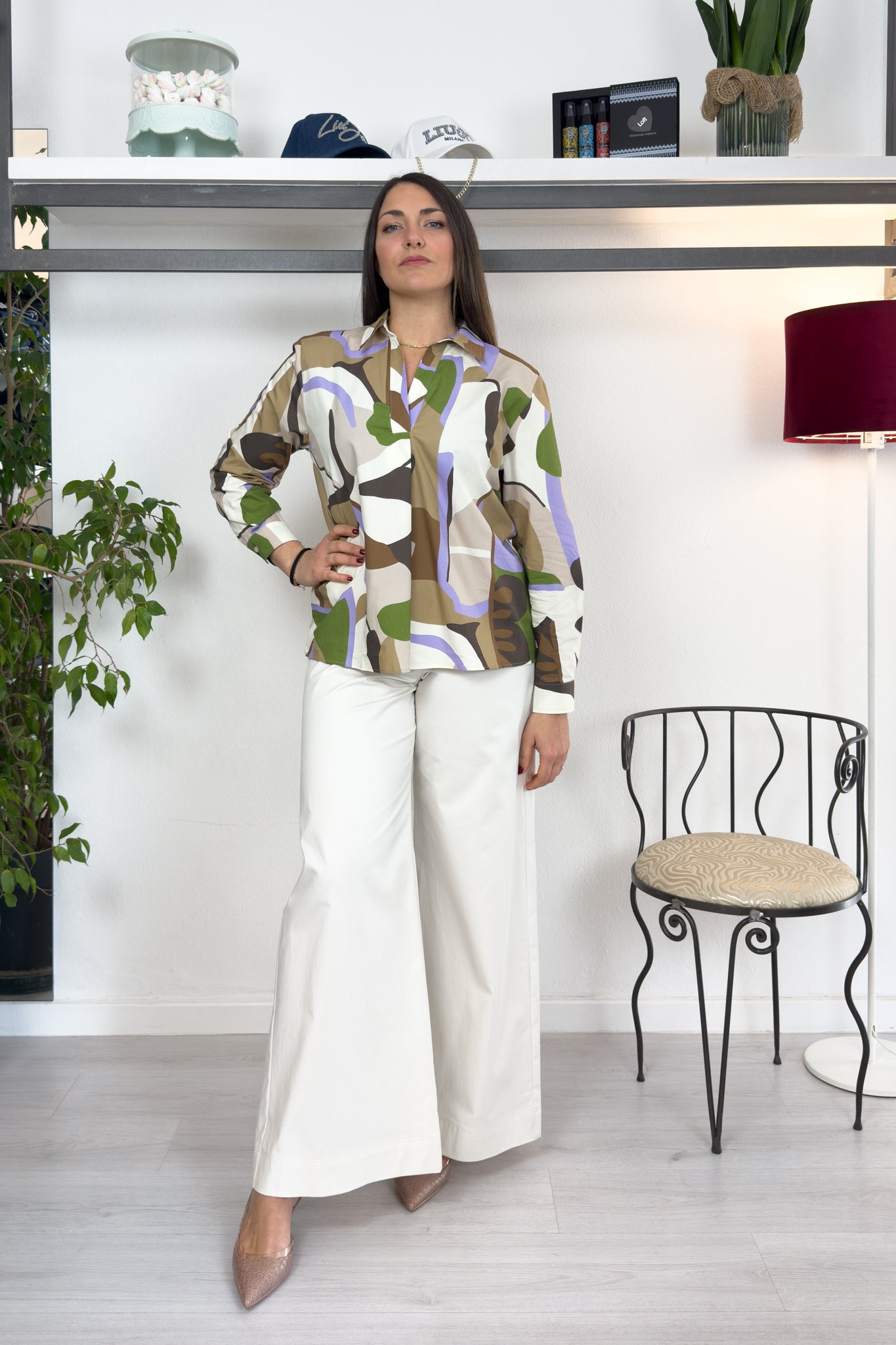Blusa in popeline di cotone stampato EMME