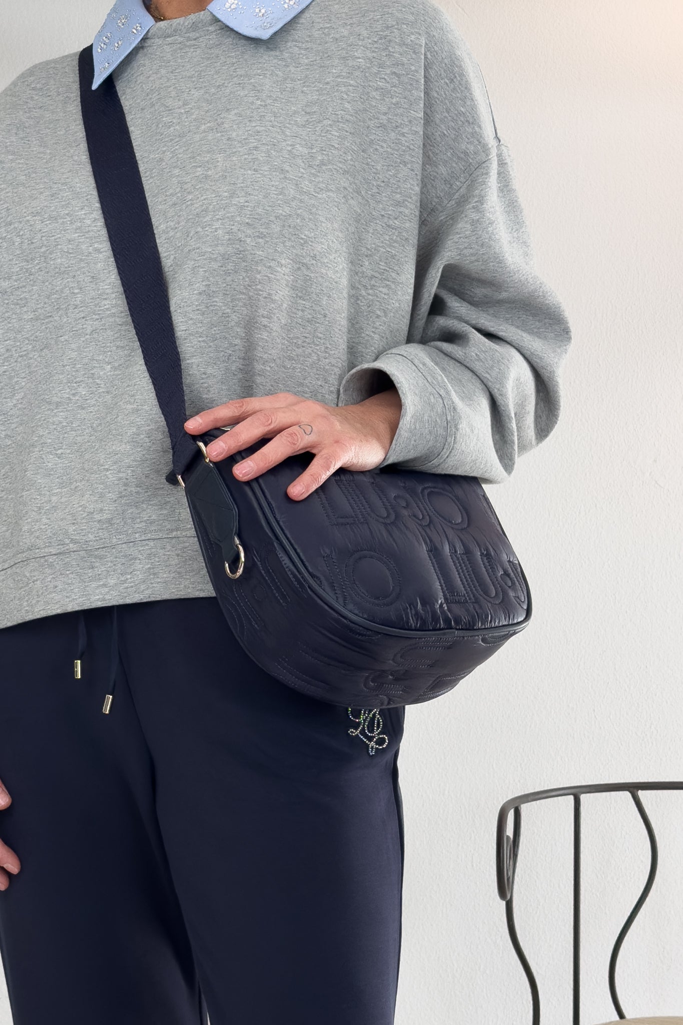 Borsa a tracolla media in nylon opaco LIU JO