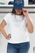 T-shirt in jersey con strass LIU JO