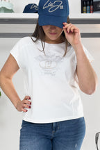 T-shirt in jersey con strass LIU JO