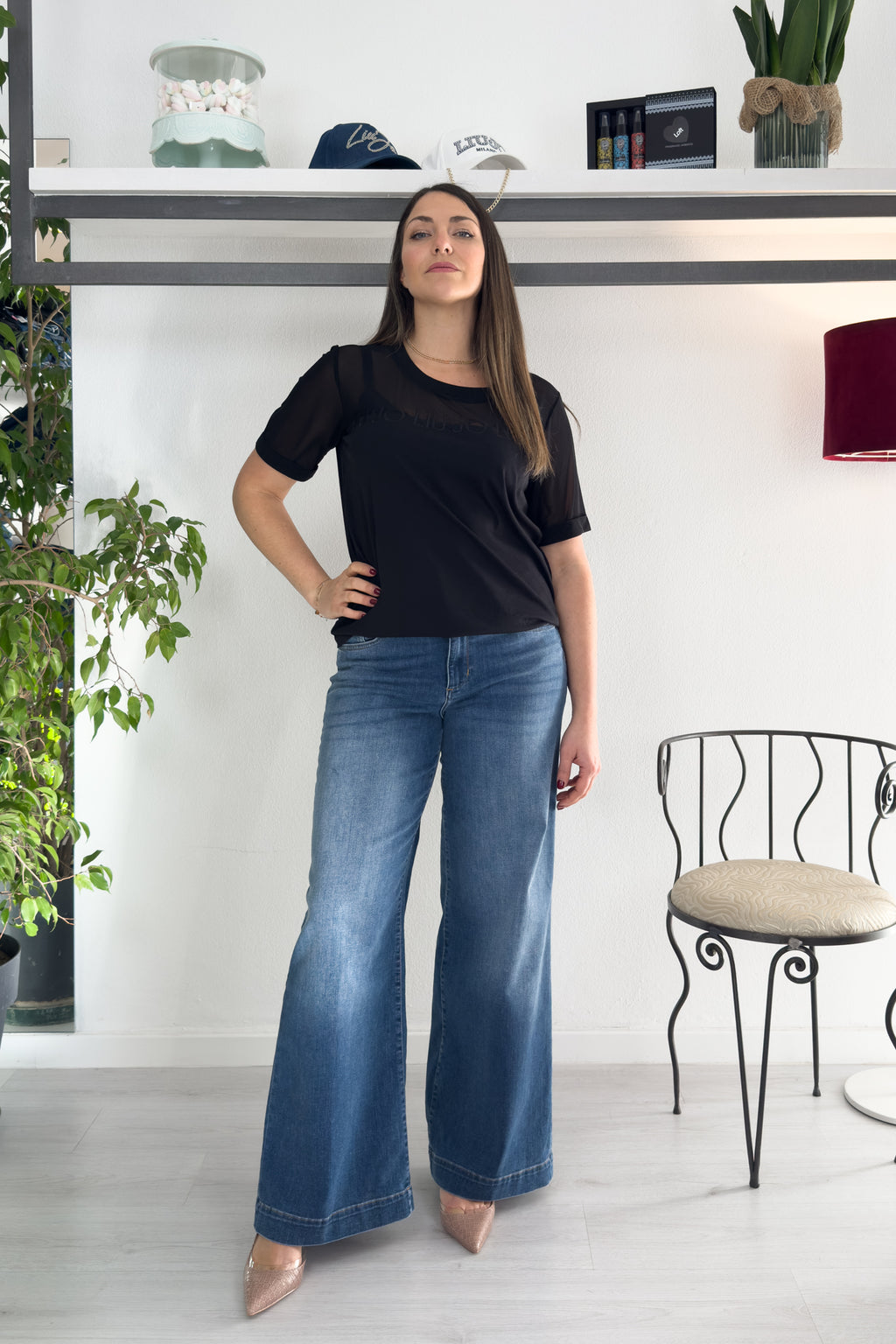 T-shirt in jersey e mesh LIU JO