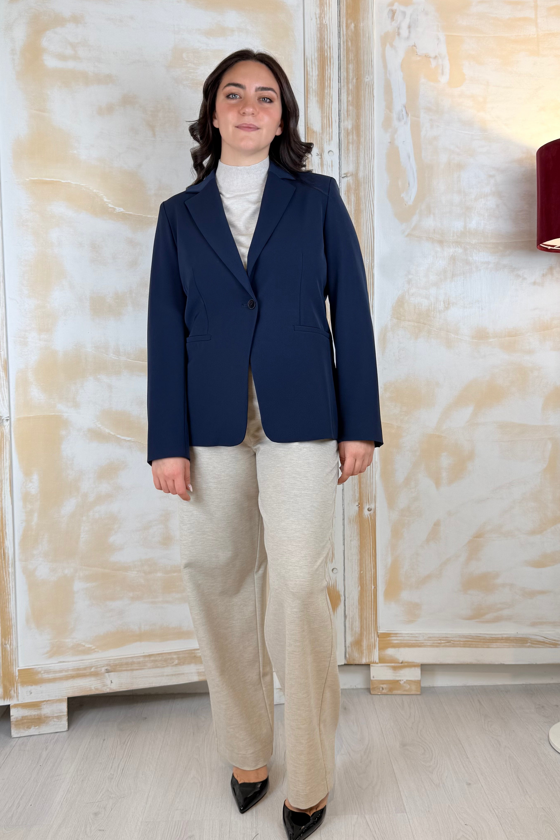 Giacca monopetto in twill tecnico EMME