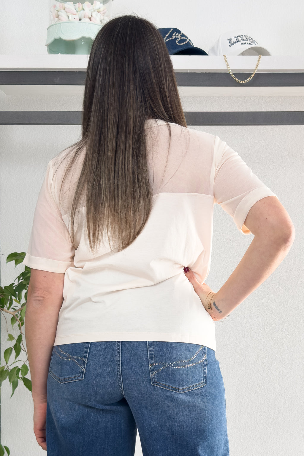 T-shirt in jersey e mesh LIU JO