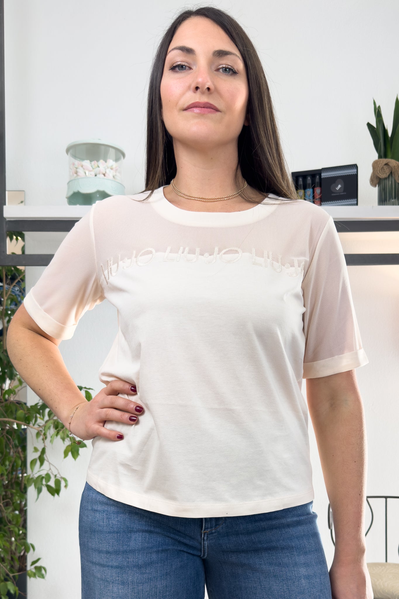 T-shirt in jersey e mesh LIU JO