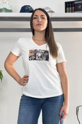 T-shirt cotone scollo a "V" LIU JO