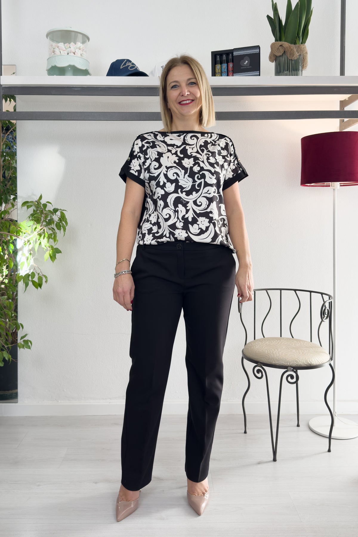 Pantalone in doppio di cotone stretch EMME