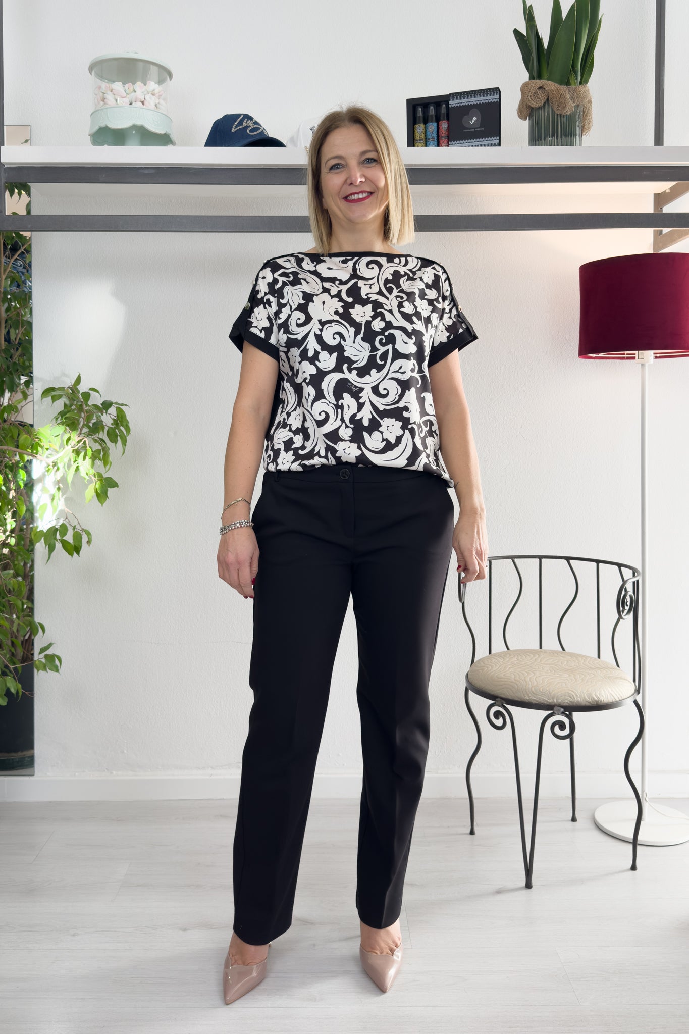 Pantalone in doppio di cotone stretch EMME