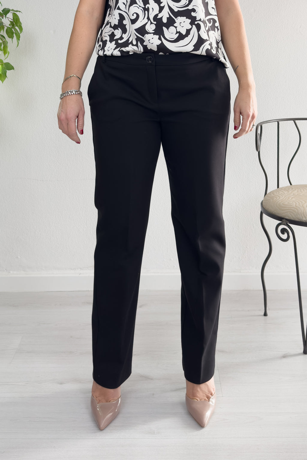 Pantalone in doppio di cotone stretch EMME