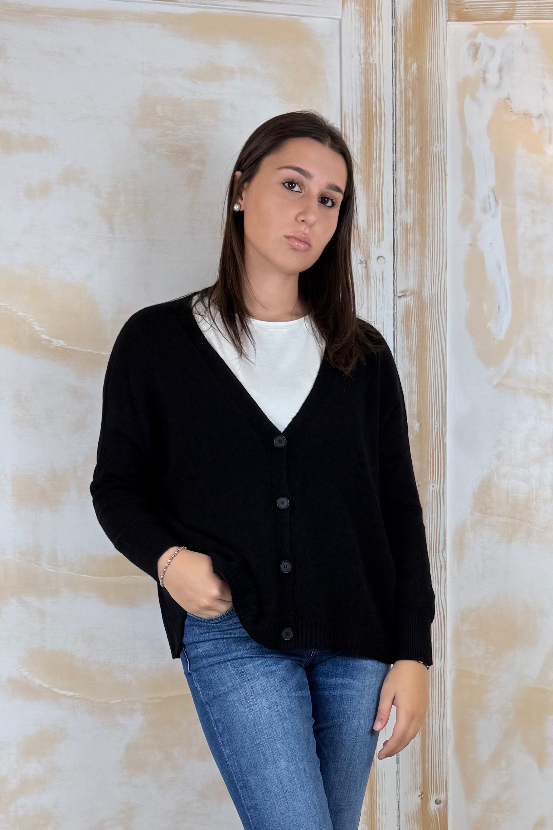 Cardigan in maglia con spacchi laterali MANILA GRACE