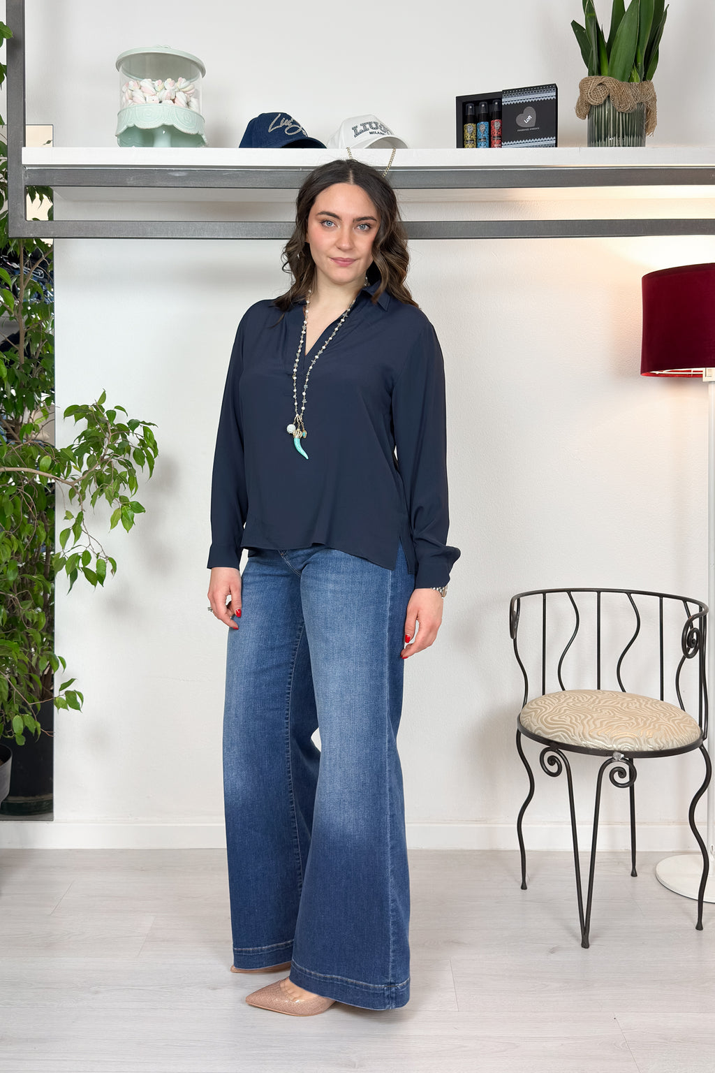 Blusa a polo in misto seta EMME
