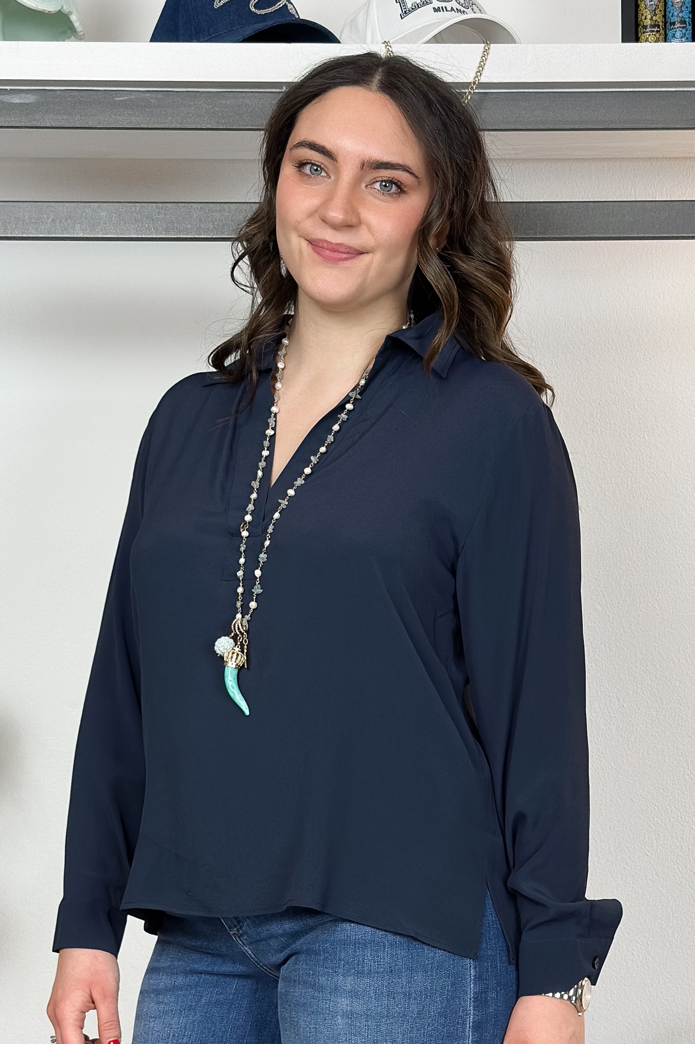 Blusa a polo in misto seta EMME