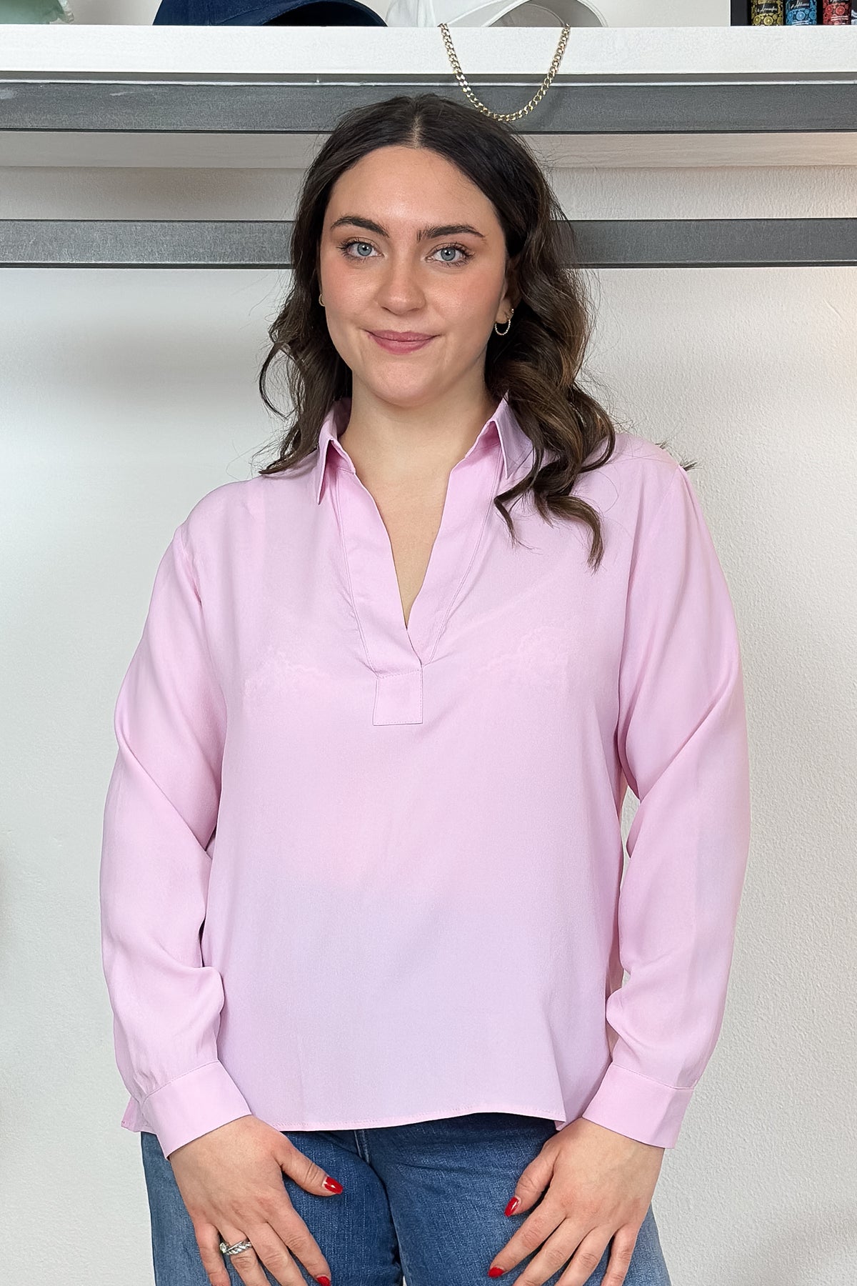 Blusa a polo in misto seta EMME