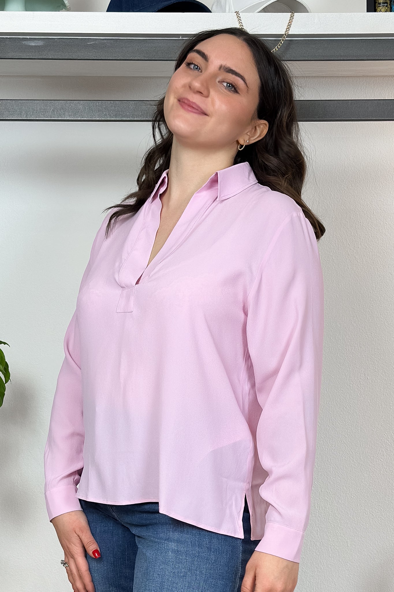 Blusa a polo in misto seta EMME