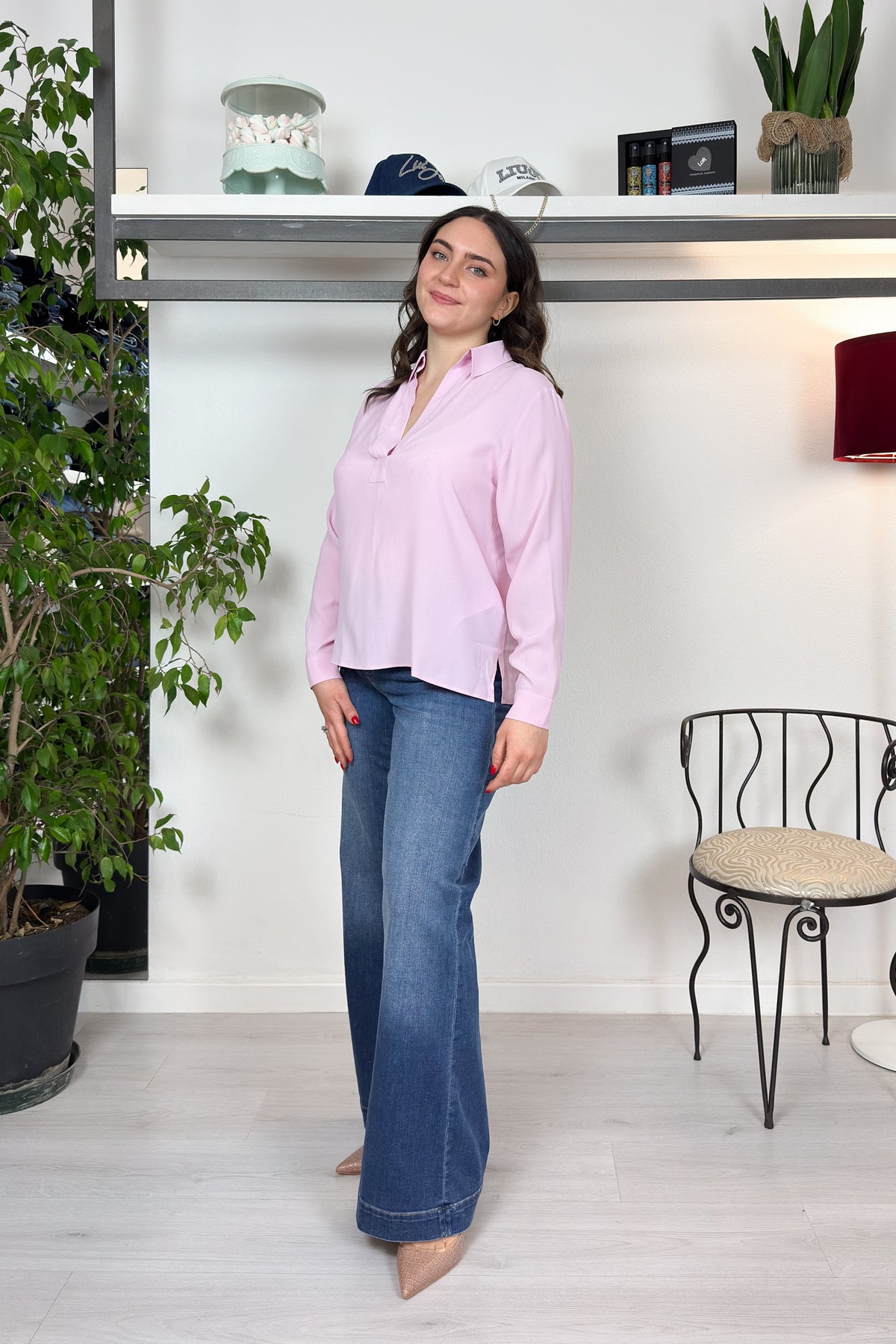 Blusa a polo in misto seta EMME