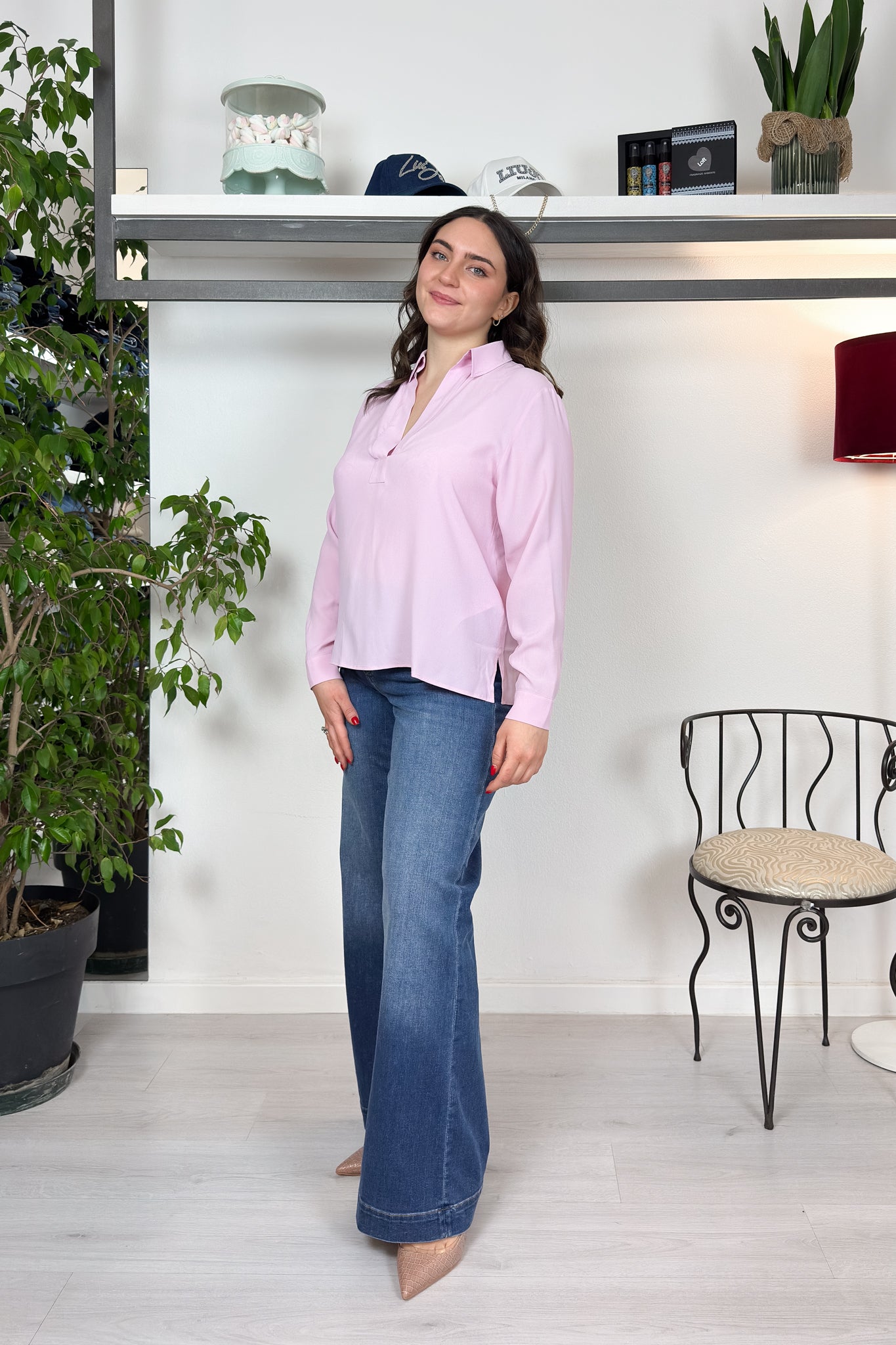 Blusa a polo in misto seta EMME