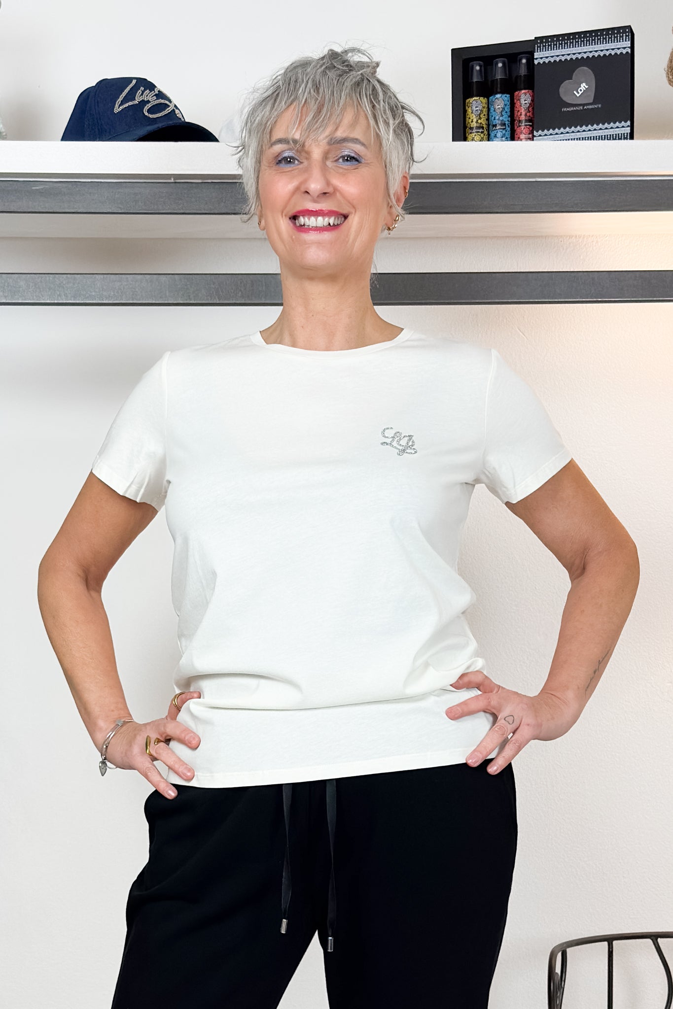 Tshirt basic con logo strass LIU JO