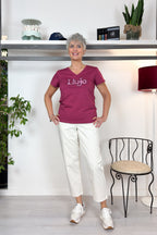 T-shirt cotone scollo a "V" LIU JO