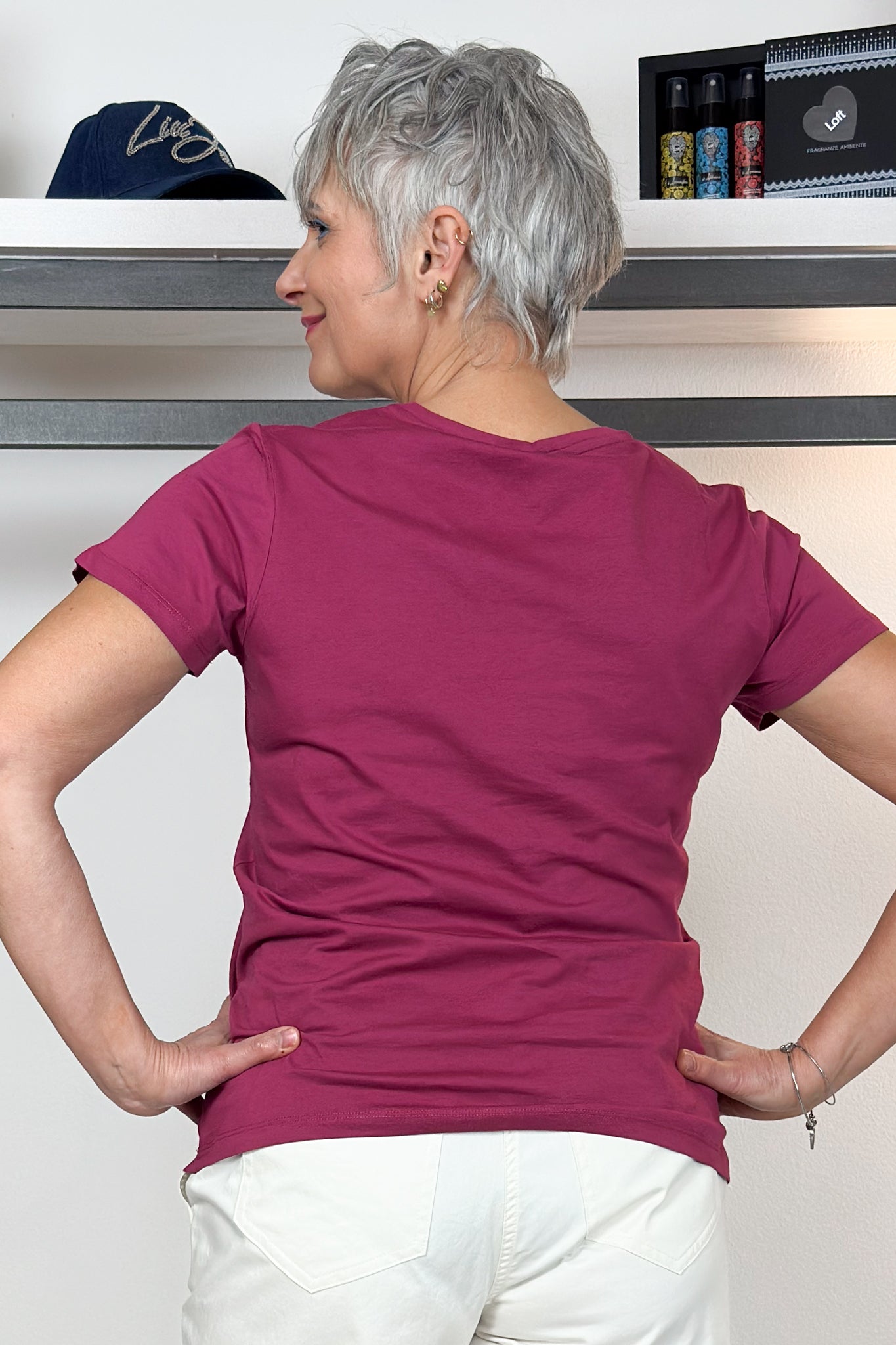 T-shirt cotone scollo a "V" LIU JO