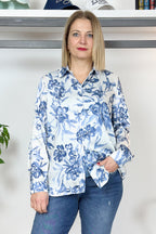 Camicia stampa azzurra twill EMME