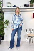 Camicia stampa azzurra twill EMME