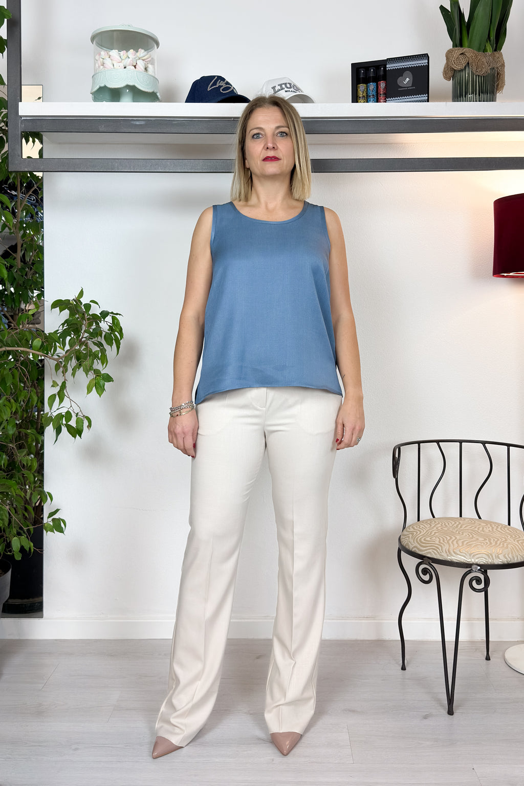 Pantalone fluido con lamé EMME