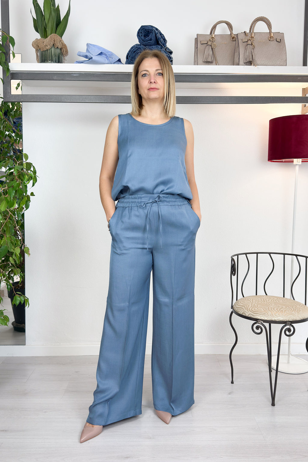Pantalone in twill misto lino EMME